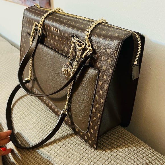 DKNY Monogrammed Handbag “Brown” - Picture 8 of 9